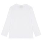 Boys White Logo Long Sleeve Top, 1, hi-res