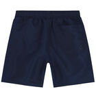 Boys Navy Blue Logo Swim Shorts, 1, hi-res