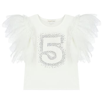 Girls White 5th Birthday T-Shirt