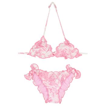 Girls Pink & White Jungle Bikini