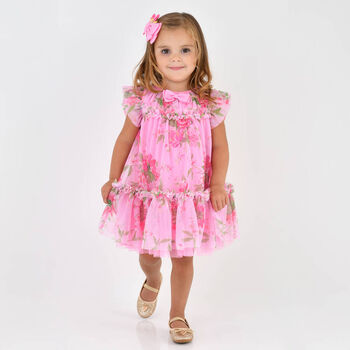 Baby Girls Pink Floral Tulle Dress
