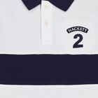 Boys White & Navy Blue Logo Polo Shirt, 1, hi-res