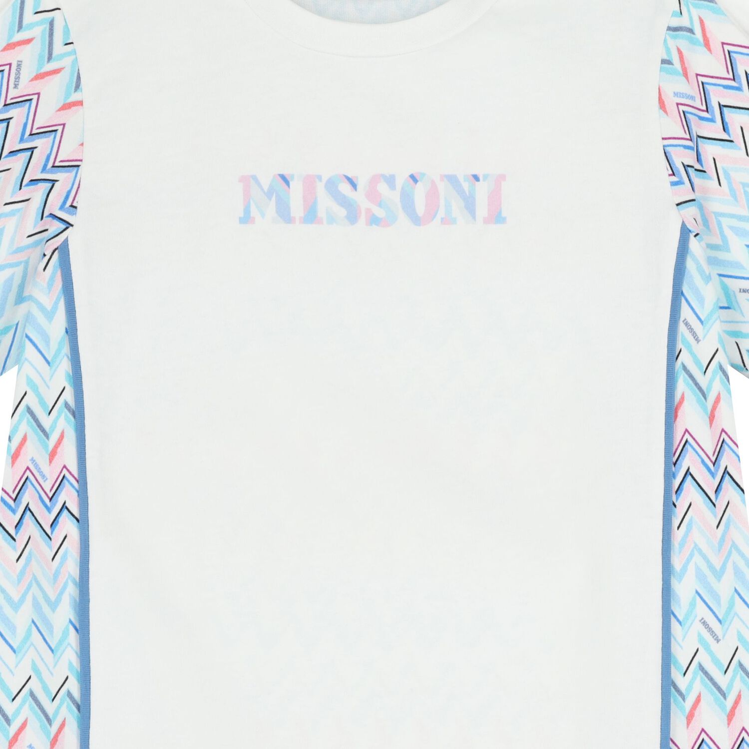 Girls White & Blue Zigzag Dress, 1, hi-res