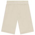Boys Beige Logo Shorts, 1, hi-res