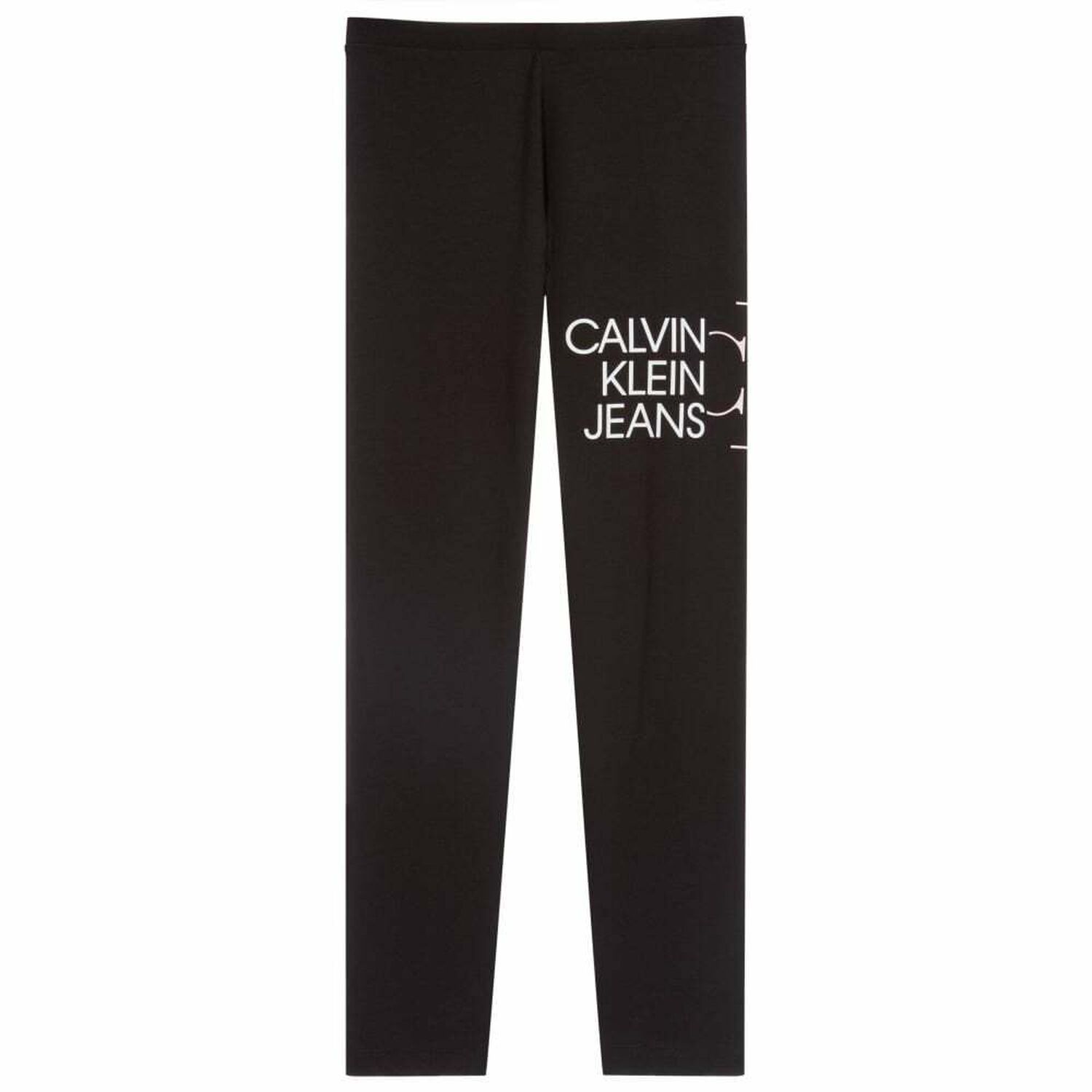 Girls Black Logo Organic Cotton Leggings, 1, hi-res