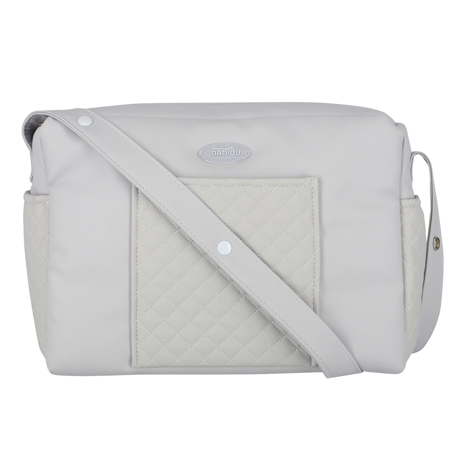 Grey Quilted Baby Changing Bag, 1, hi-res