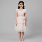 Girls Pink Tulle Embellished Dress, 1, hi-res