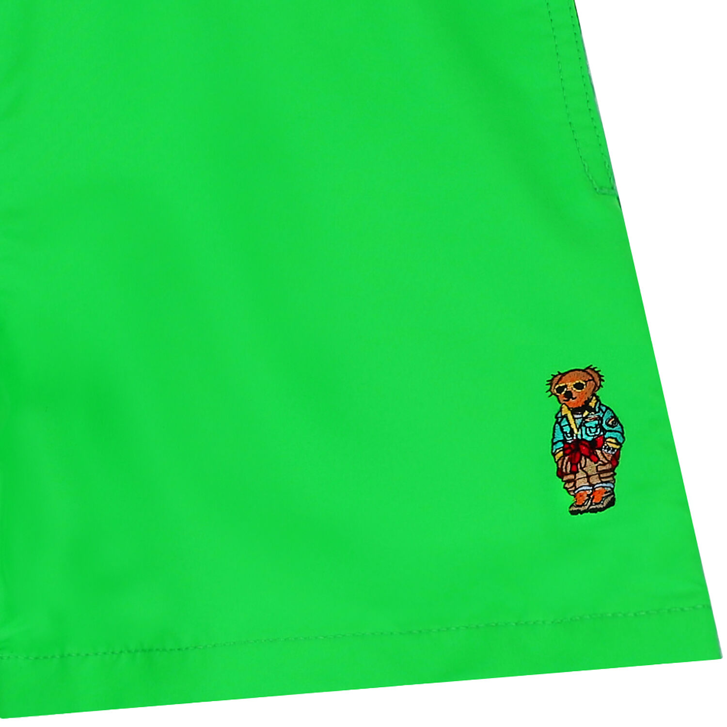 Boys Green Polo Bear Swim Shorts, 1, hi-res