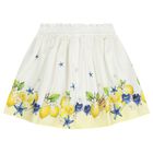 Girls White & Ivory Lemon Skirt Set , 1, hi-res