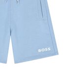 Boys Pale Blue Logo Shorts, 4, hi-res
