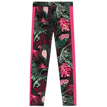 Girls Green, Black & Pink Leggings