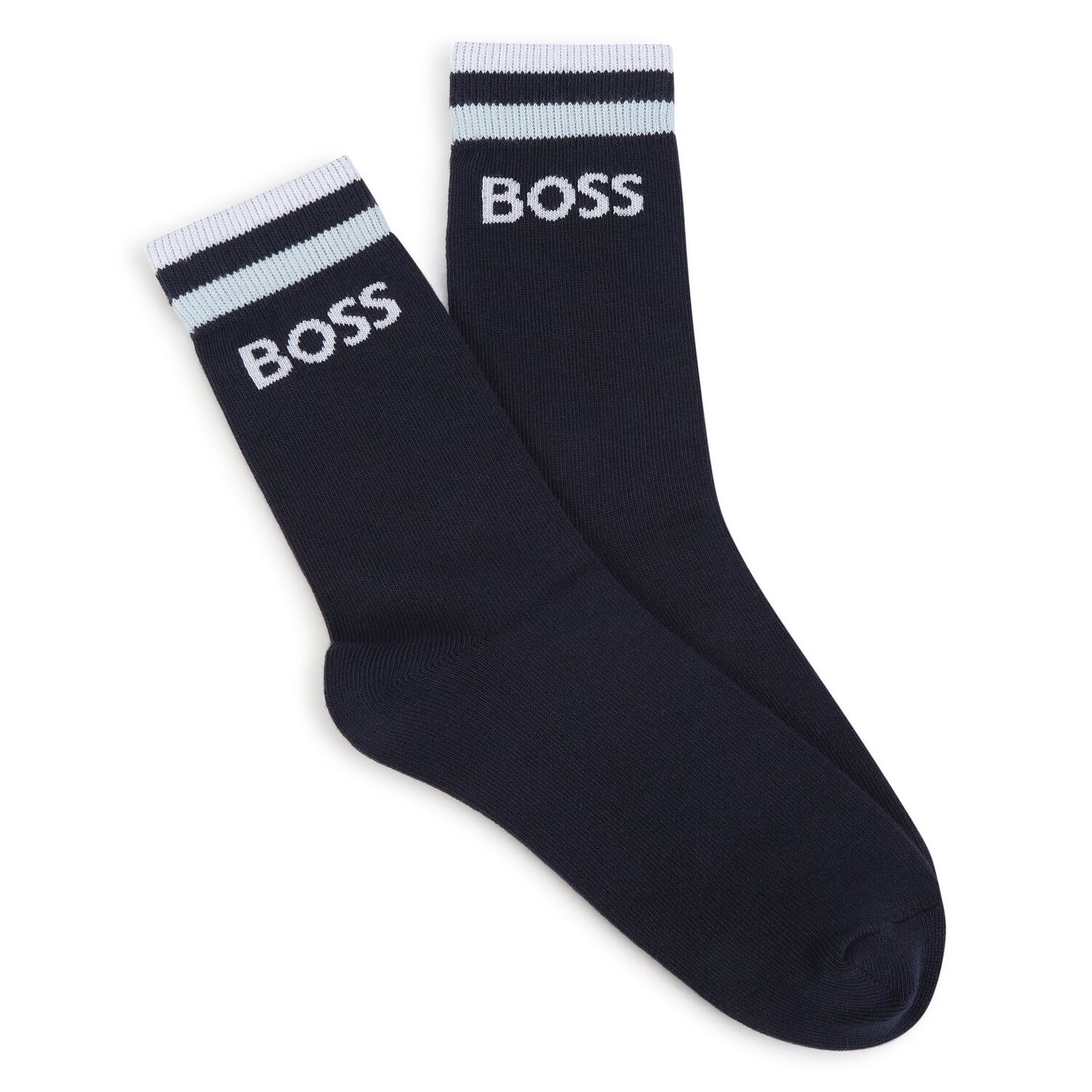 Boys White & Navy Blue Logo Socks ( 2-Pack ), 2, hi-res