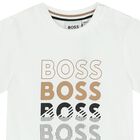 Younger Boys White Logo T-Shirt, 1, hi-res