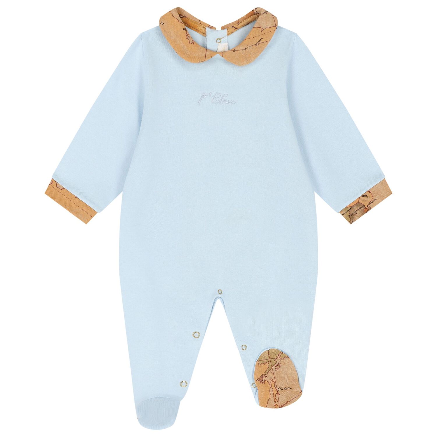 Baby Boys Blue & Beige Geo Map Babygrow Gift Set, 2, hi-res