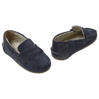 Boys Navy Blue Moccasins