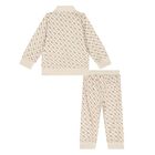 Younger Boys Beige Logo Tracksuit, 1, hi-res