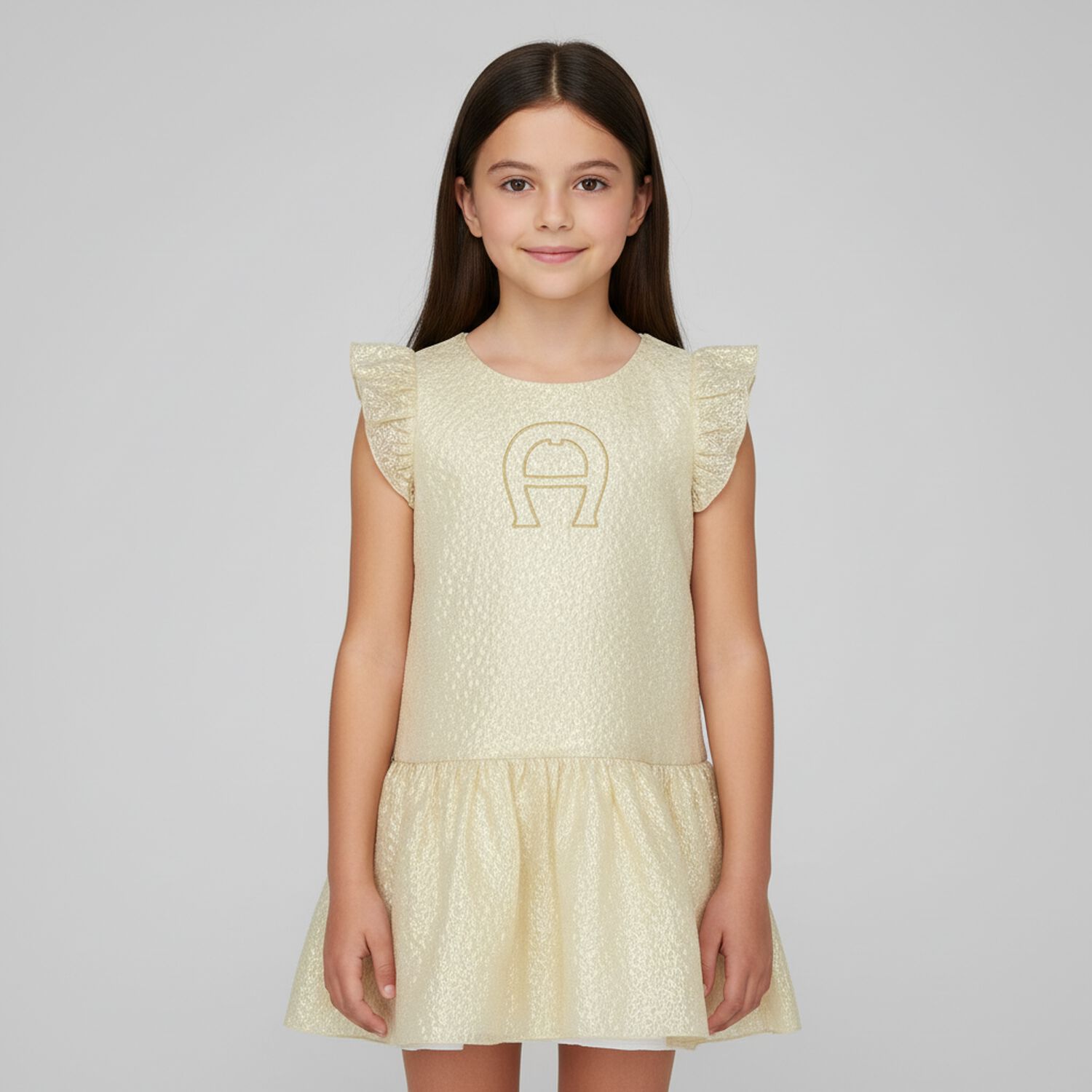 Girls Gold Logo Dress, 1, hi-res image number null