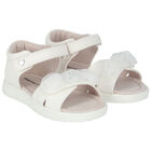 Younger Girls White Flower Sandals, 1, hi-res