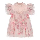 Baby Girls Glittery Pink Floral Tulle Dress , 1, hi-res