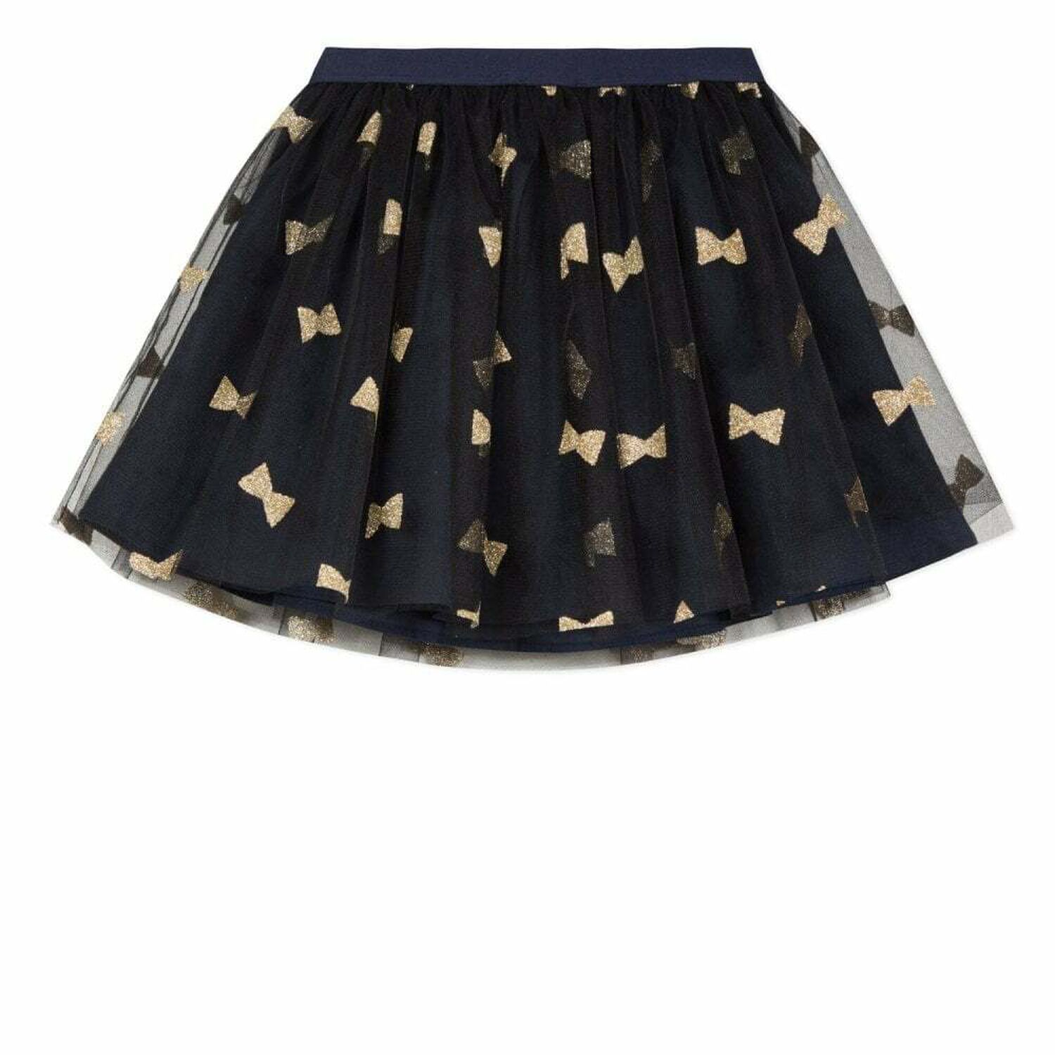 Girls Navy & Gold Tulle Skirt, 1, hi-res