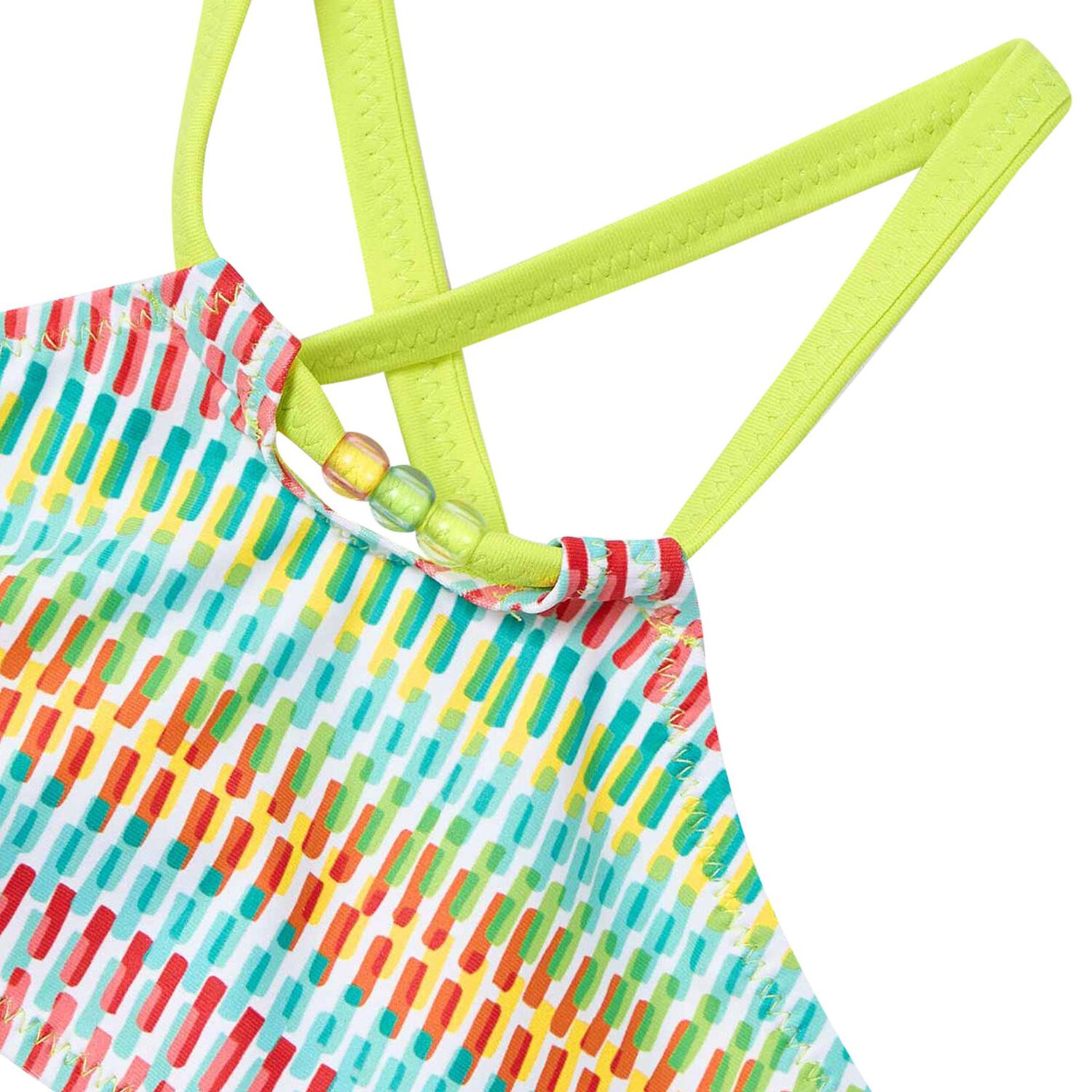 Girls Green Striped Bikini, 1, hi-res image number null