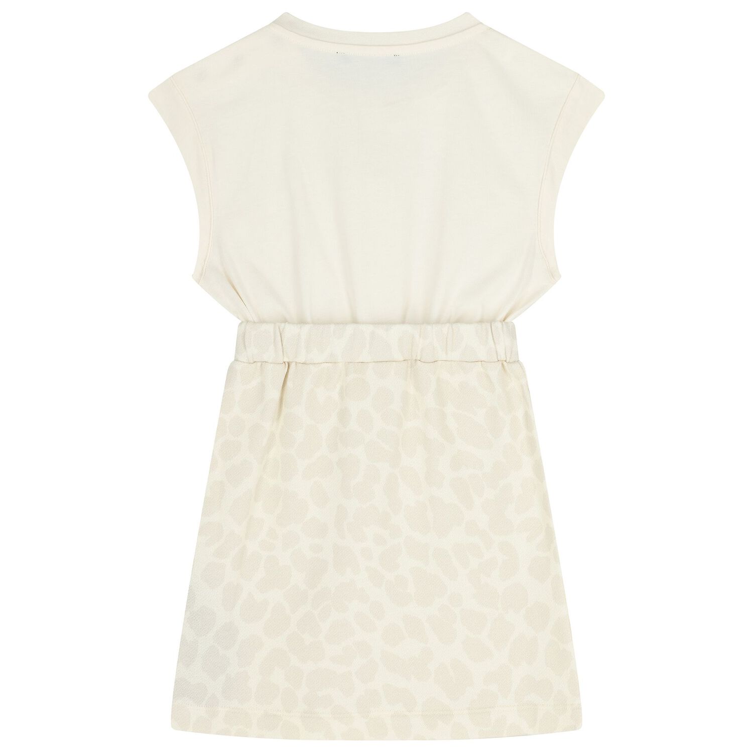 Girls Ivory & Beige Logo Dress, 1, hi-res