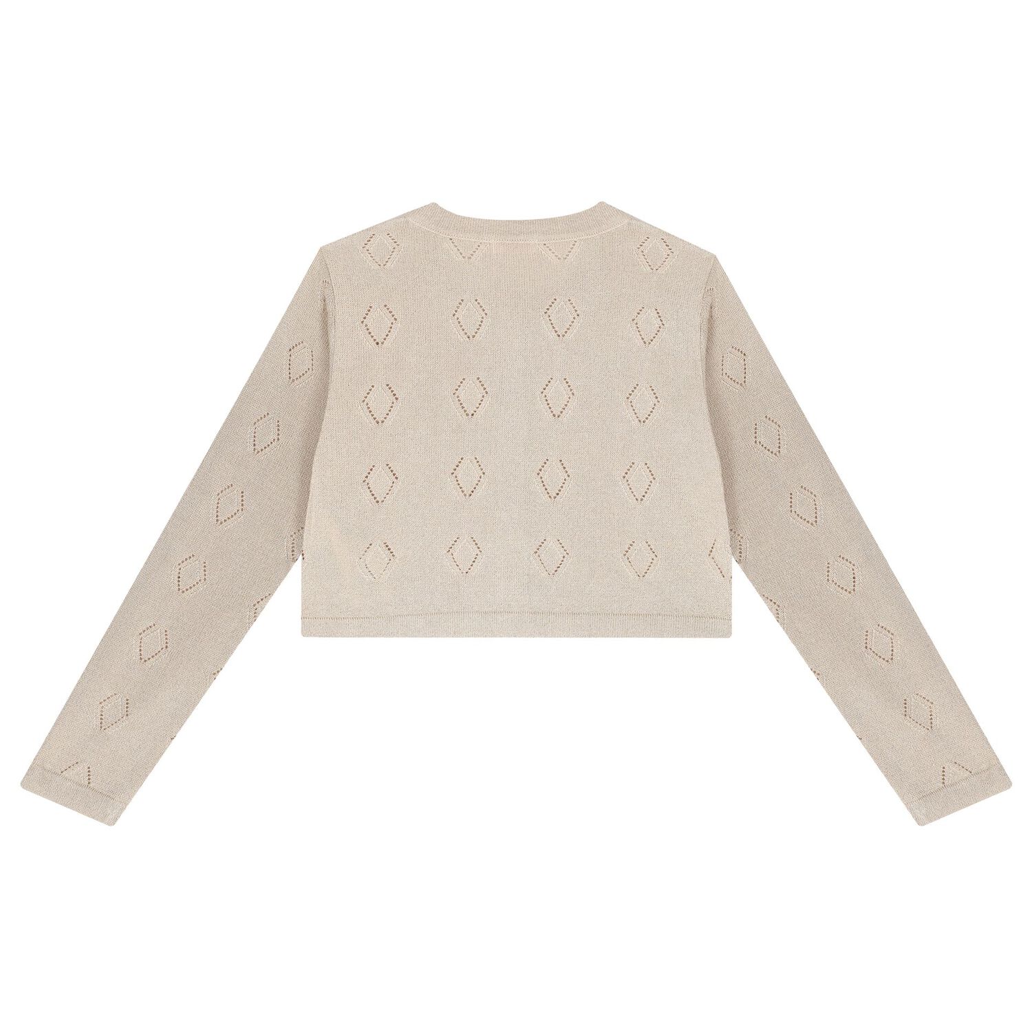 Girls Beige Knitted Cardigan, 1, hi-res