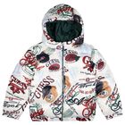 Boys White Logo Padded Puffer Jacket, 1, hi-res