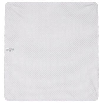 Baby Girls White & Pink Teddy Bear Reversible Blanket
