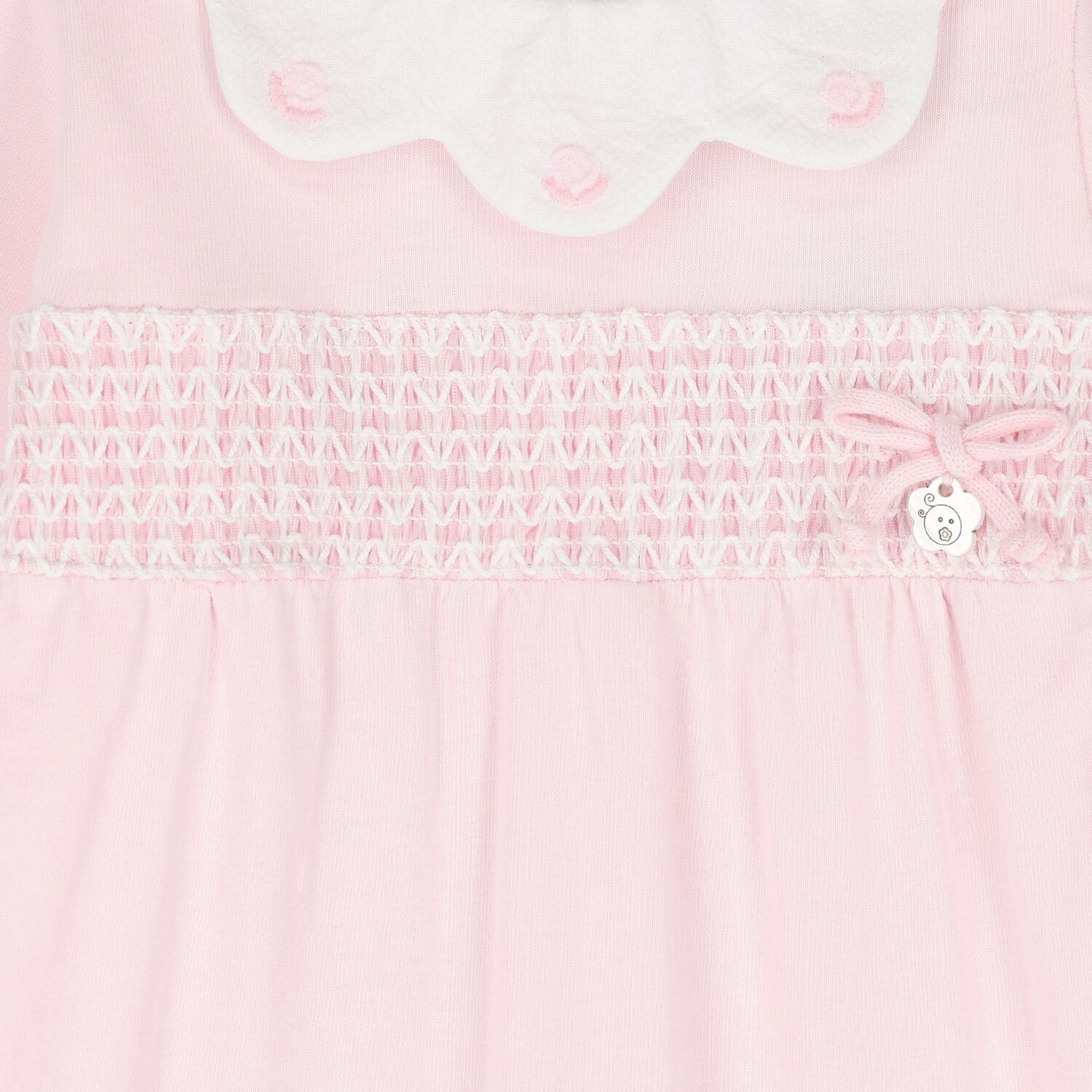 Baby Girls Pink & White Bow Babygrow, 1, hi-res
