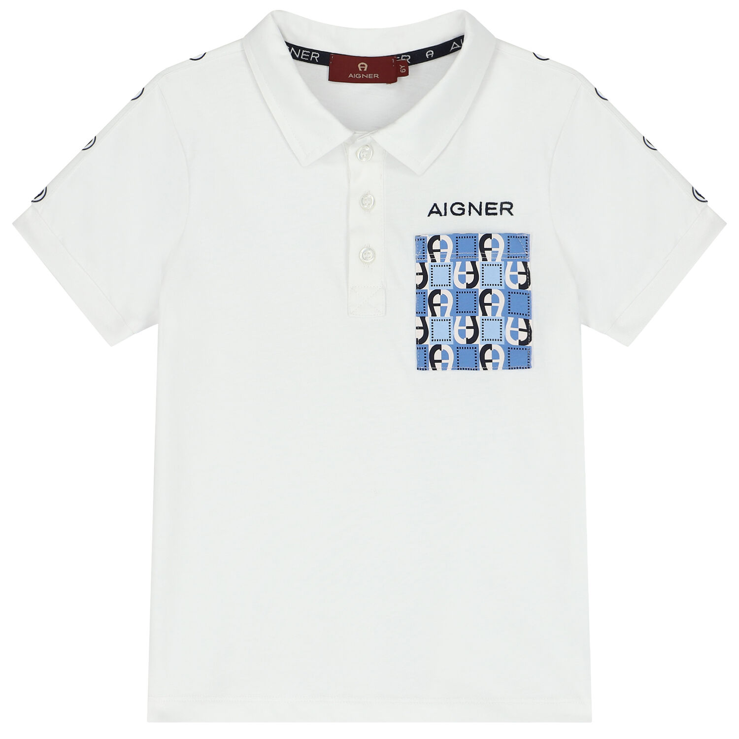 Boys White Logo Polo Shirt, 1, hi-res