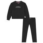 Girls Black Logo Leggings Set, 1, hi-res