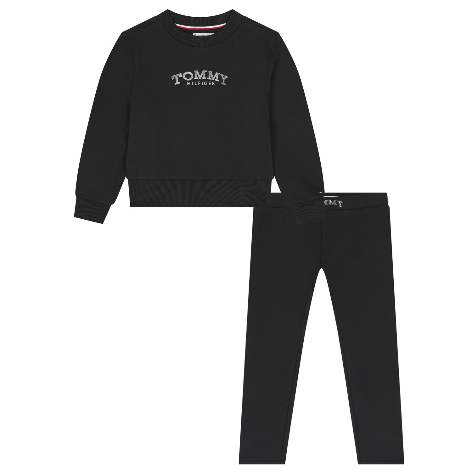 Girls Black Logo Leggings Set, 1, hi-res