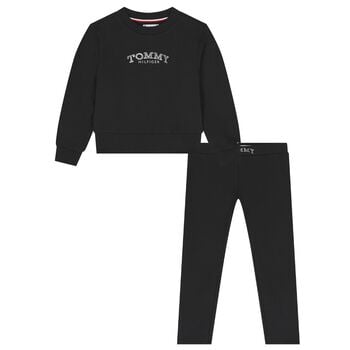 Girls Black Logo Leggings Set