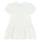Younger Girls White Teddy Bear Logo Dress, 1, hi-res