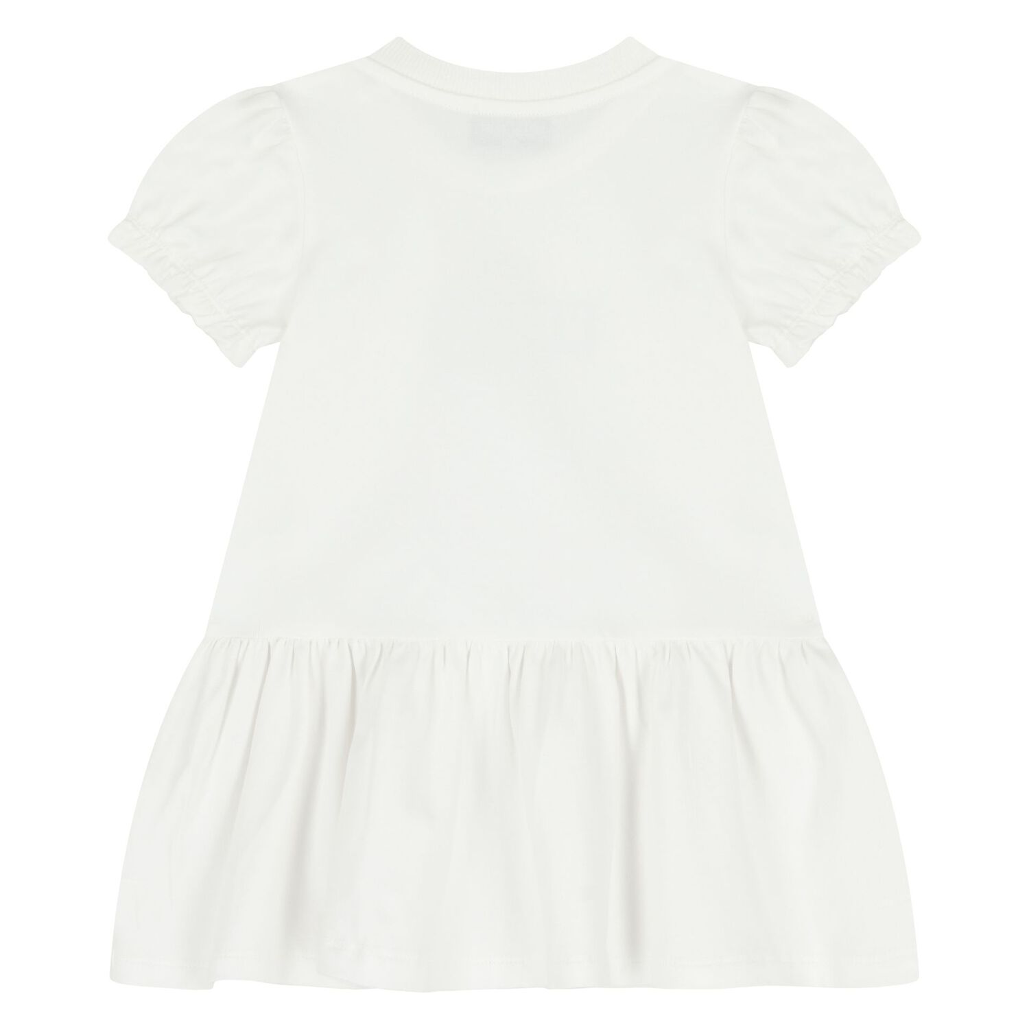 Younger Girls White Teddy Bear Logo Dress, 1, hi-res