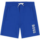 Boys Blue Logo Shorts, 1, hi-res