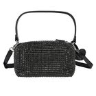 Girls Black Rhinestone Logo Handbag, 2, hi-res
