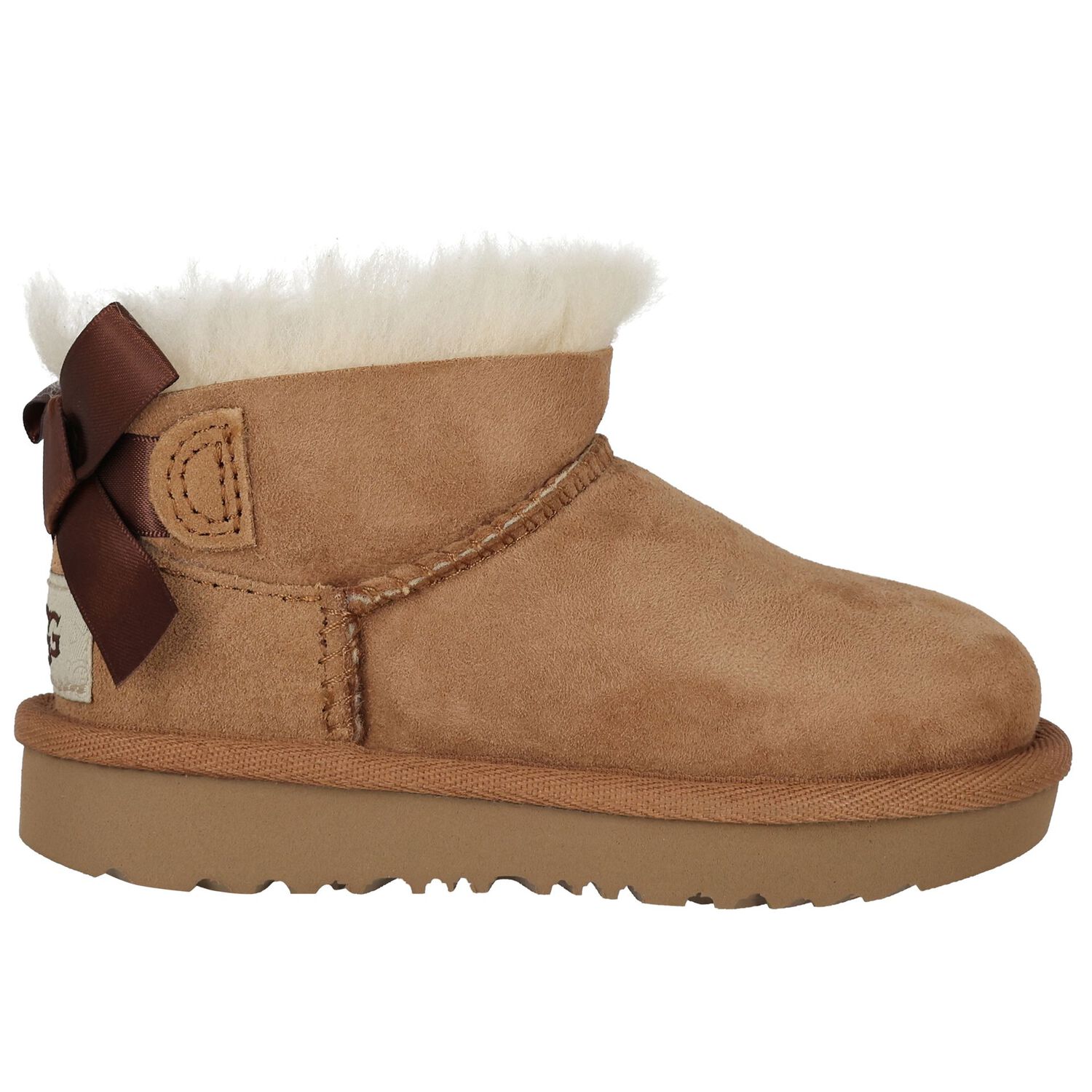 Younger Girls Beige Ultra Mini Bailey Bow Boots, 2, hi-res