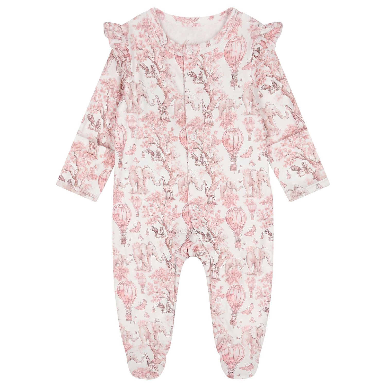 Baby Girls White & Pink Africa Babygrow Gift Set  , 1, hi-res
