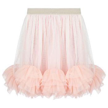 Girls Ivory & Pink Tulle Skirt