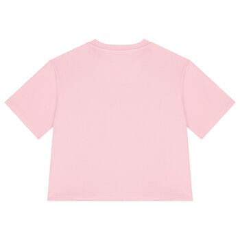Girls Pink Logo Diamante T-Shirt