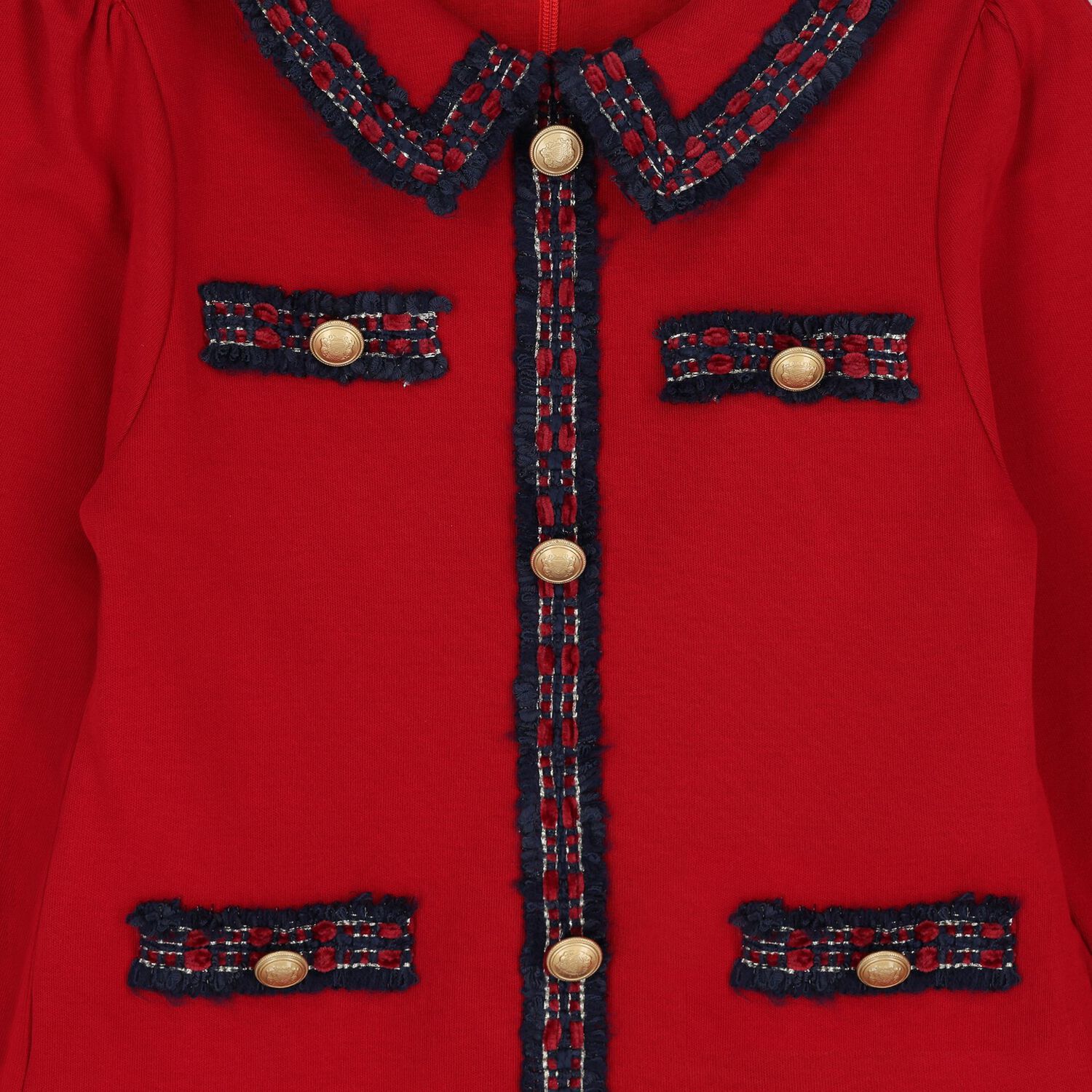 Girls Red & Navy Blue Tartan Dress , 1, hi-res