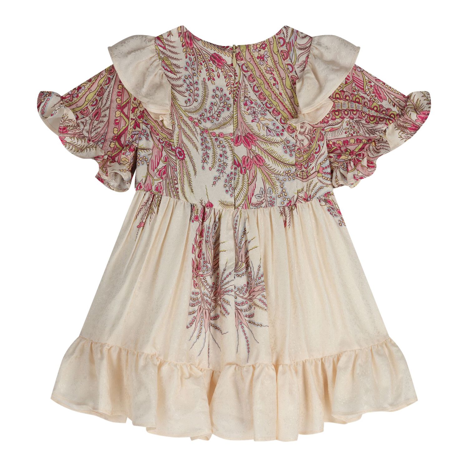 Baby Girls Ivory & Pink Paisley Dress, 2, hi-res