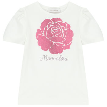 Girls Ivory Rose & Logo T-Shirt