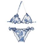 Girls Blue & White Palm Tree Bikini, 1, hi-res