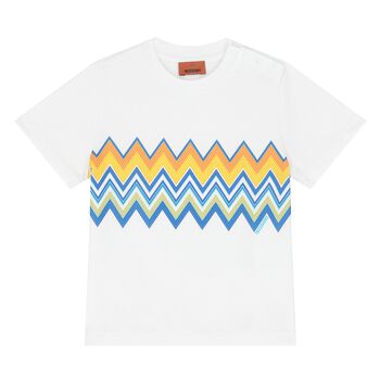 Younger Boys White Zig Zag T-Shirt