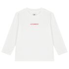 Boys White Logo Long Sleeve Top , 1, hi-res