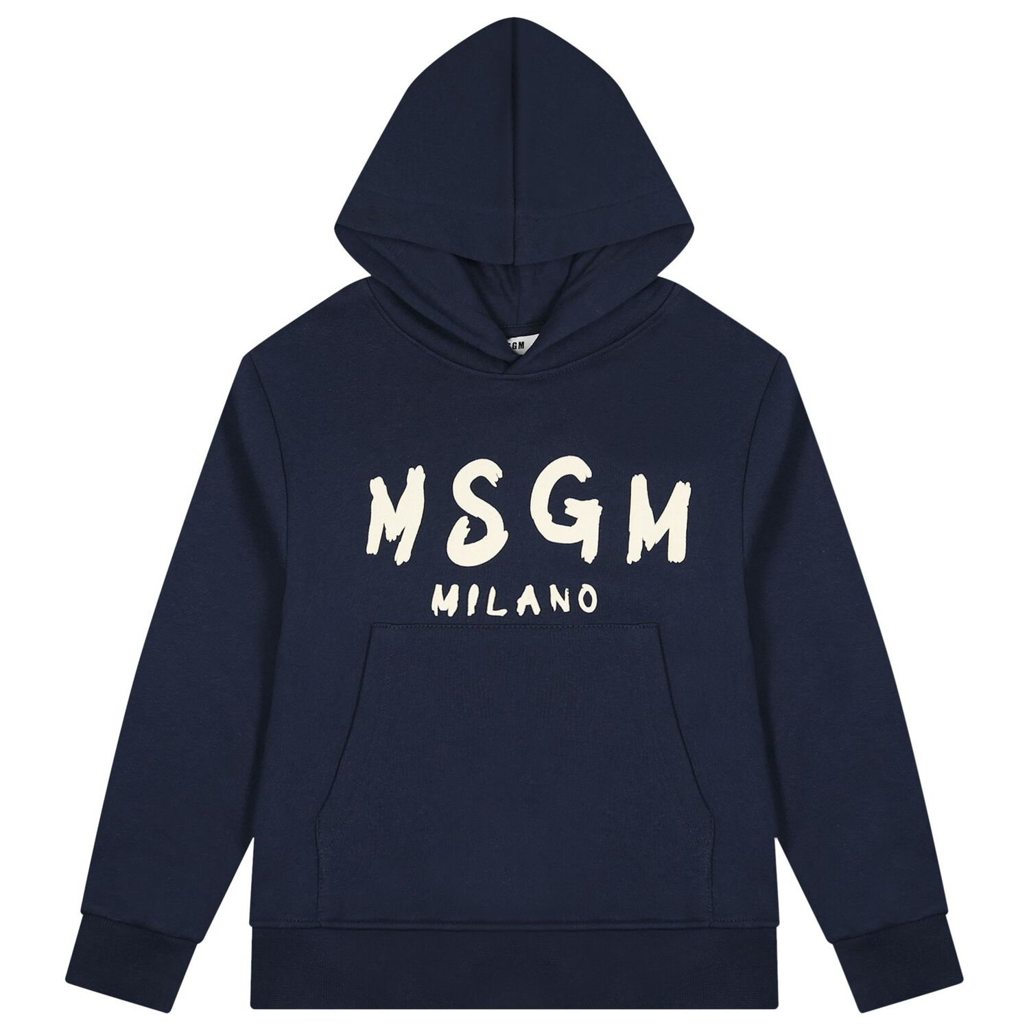 Navy Blue & Ivory Logo Hooded Top, 5, hi-res