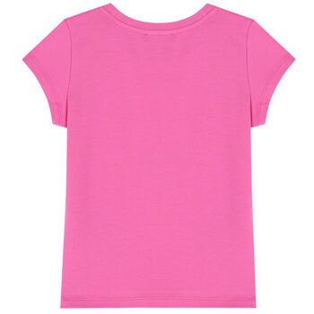 Girls Pink Teddy Logo T-Shirt